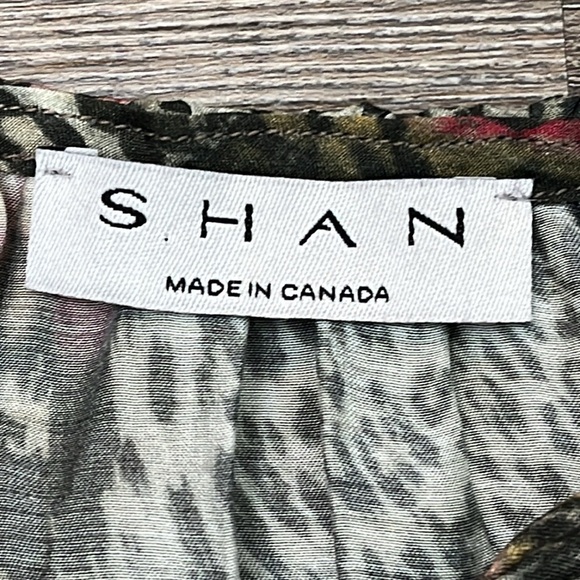 SHAN Leopard Print Silk Viscose 3/4 Sleeve Tunic Peasant Top Coverup Sz 10/M - Picture 12 of 16